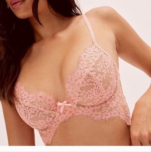 NWT For Love & Lemons Faye Scoop Bra/ Bralette sz XXS Pink Valentines